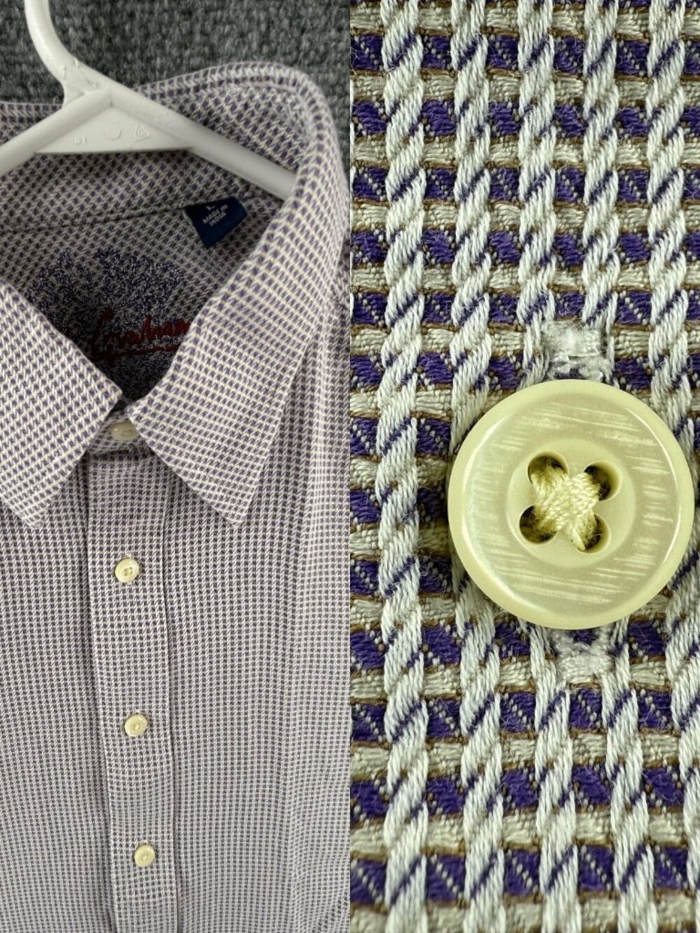 Robert Graham Point Large Cotton Geometric Purple Button Up Long Sleeve Shirt